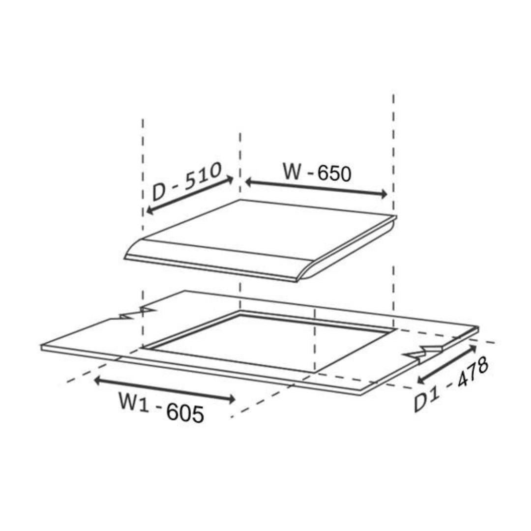 Glen 65 cm 4 Burner Hob 1065 X SQ HT DB TR