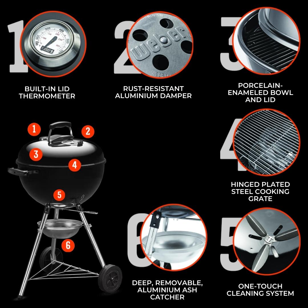 Weber Grill ORIGINAL KETTLE CHARCOAL GRILL 47CM WITH THERMOMETER 1241308