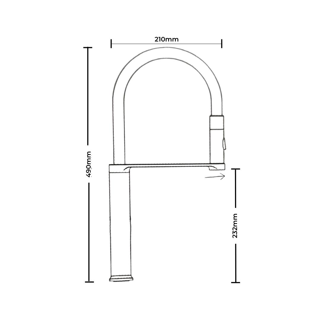 Carysil Table Mounted Semi-Professional Kitchen Sink Mixer ALA 1511 with Flexible Arm Hand Shower Spout in Grey Finish