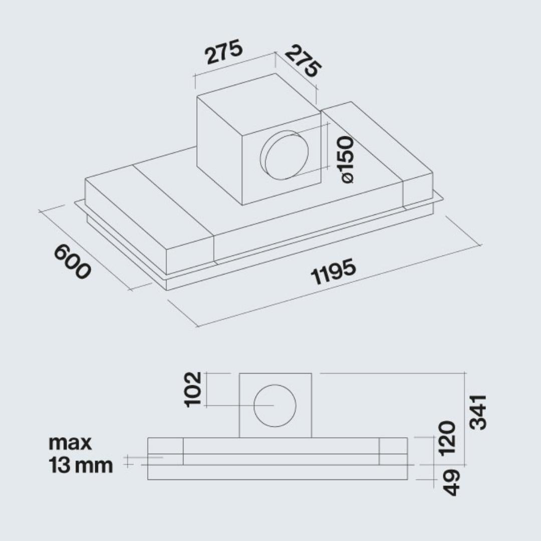 Falmec 120 cm Ceiling Mounted Chimney Alba Fresh Series Alba 120
