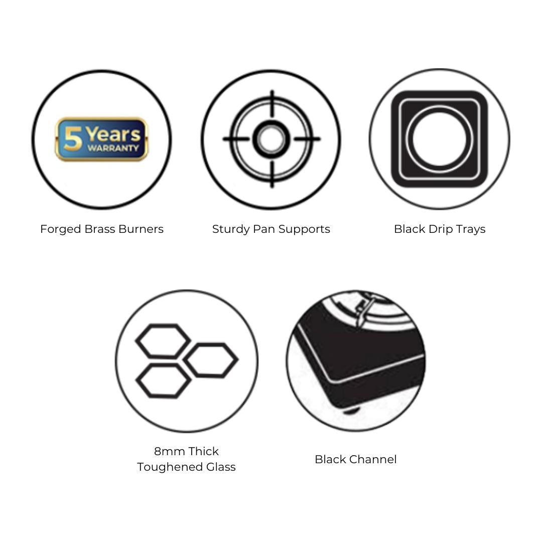 Hindware 63 cm 4 Burner Cooktop Alverio Series ALVERIO 4B