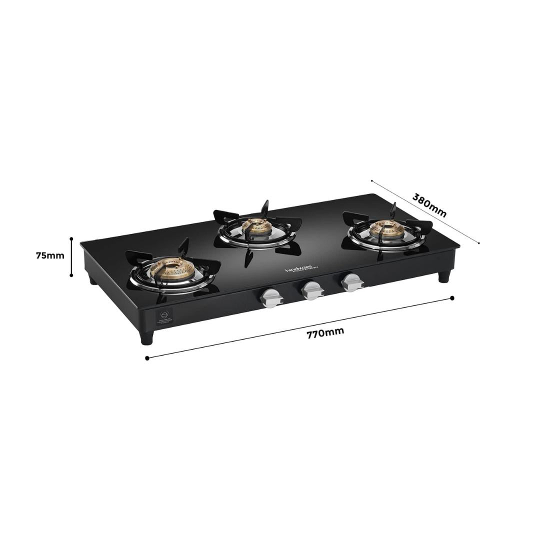 Hindware 77 cm 3 Burner Cooktop Armo Plus Gl Series ARMO PLUS GL 3B