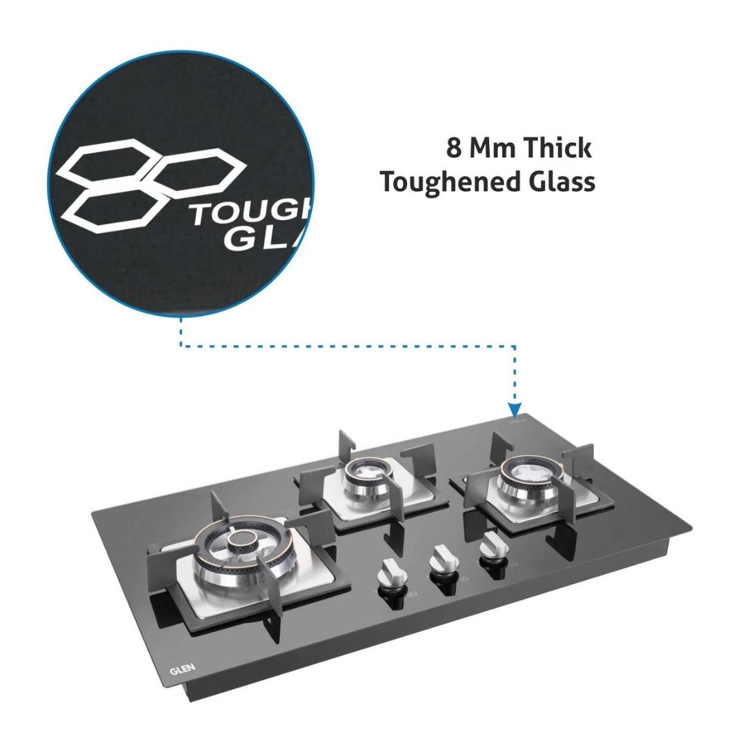Glen 73 cm 3 Burner Hob BH 1073 SQ HT DB TR