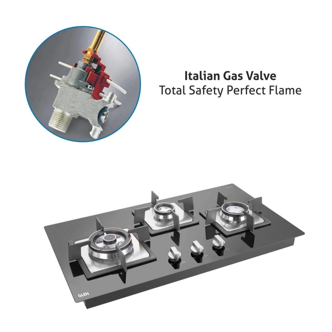 Glen 73 cm 3 Burner Hob BH 1073 SQ HT DB TR