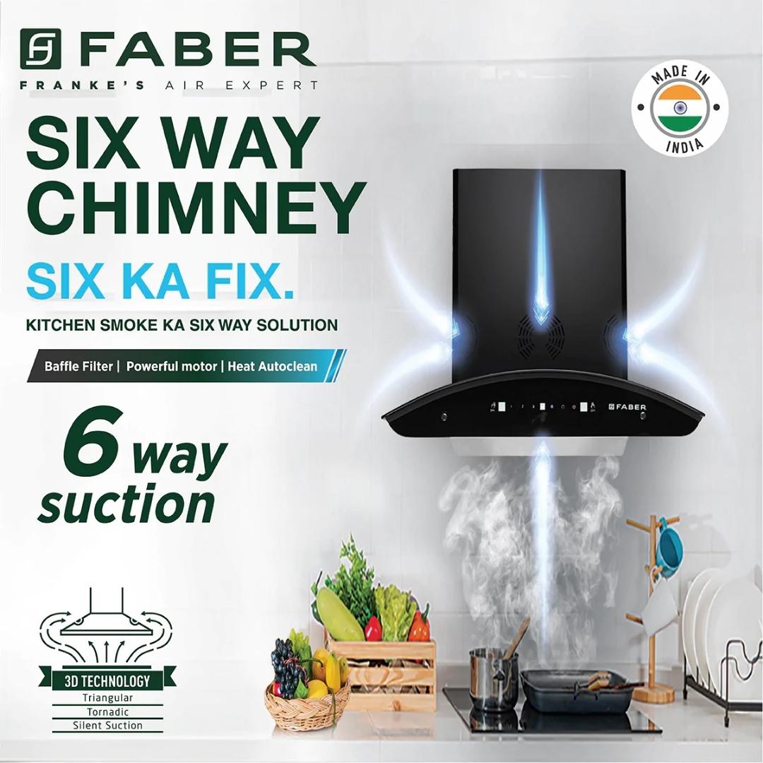 Faber 60 cm Wall Mounted Chimney BONITO 3D IND HC SC FL BK 60