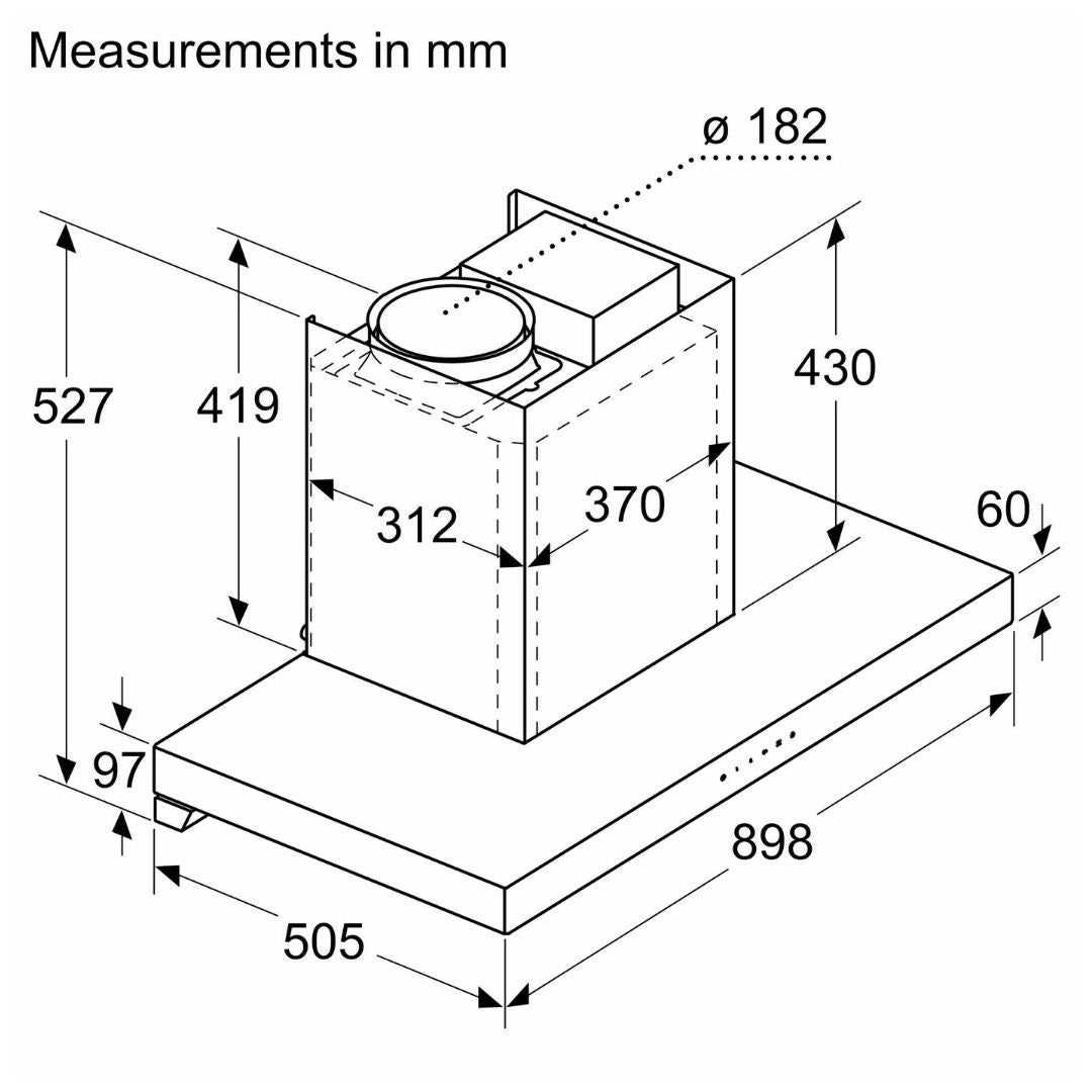 Bosch 90 cm Wall Mounted Chimney Self Clean Series DWBA98G60I