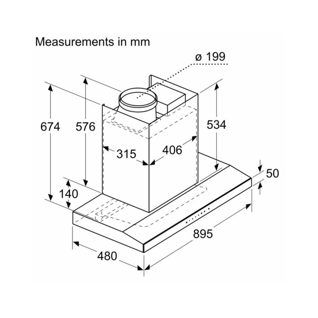 Bosch 90 cm Wall Mounted Chimney Self Clean Series DWEA98H60I