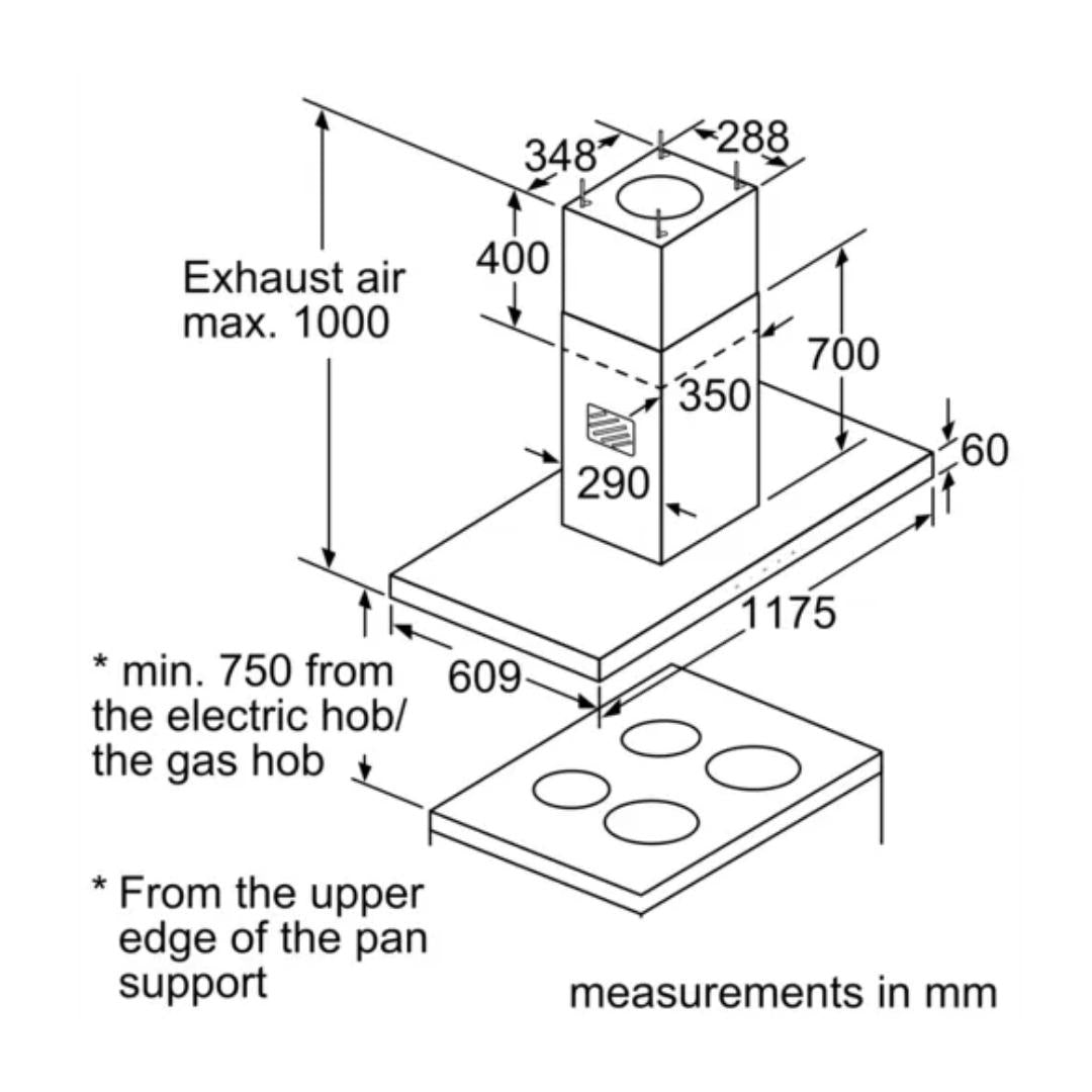 Bosch 120 cm Island Chimney Supra Glass DIB128G50I