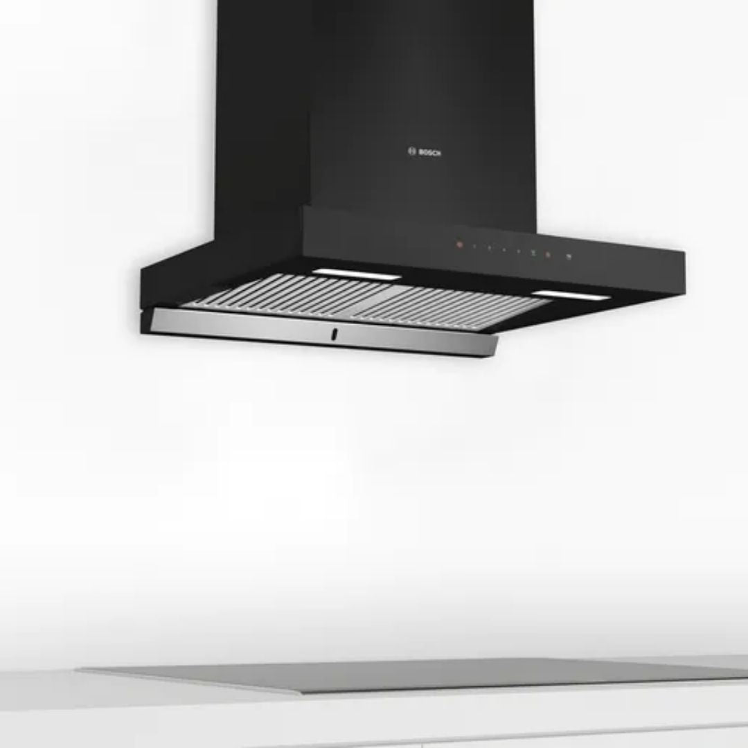 Bosch 60 cm Wall Mounted Chimney Self Clean Series DWBA68H60I + Bosch 60 cm 4 Burner Hob True AL 2D PNH6B6B12I