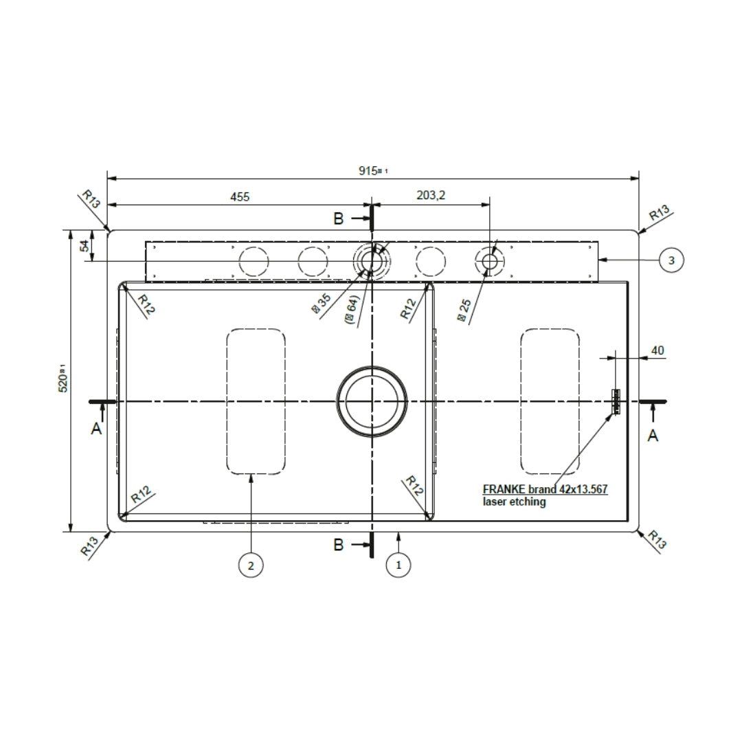 Franke Stainless Steel Sink Box Elite BOX ELITE BXX 211 111 92 ( 36 x 20 inches ) - Satin