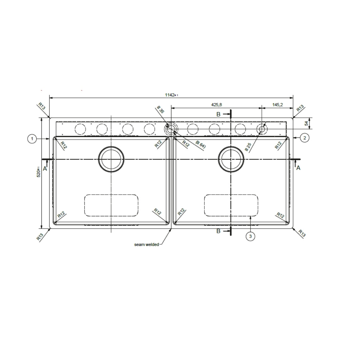 Franke Stainless Steel Sink Box Elite BOX ELITE BXX 220 120 54 ( 45 x 20 inches ) - Satin