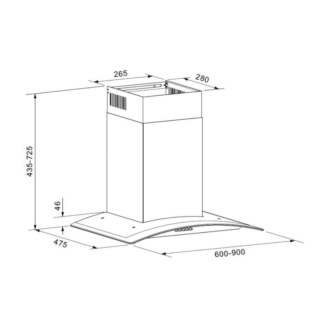 Carysil 60 cm Wall Mounted Chimney Wall Mounted Series ROCK 60