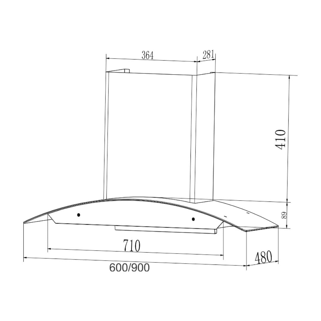 Carysil 90 cm Wall Mounted Chimney Wall Mounted Series VAN 90