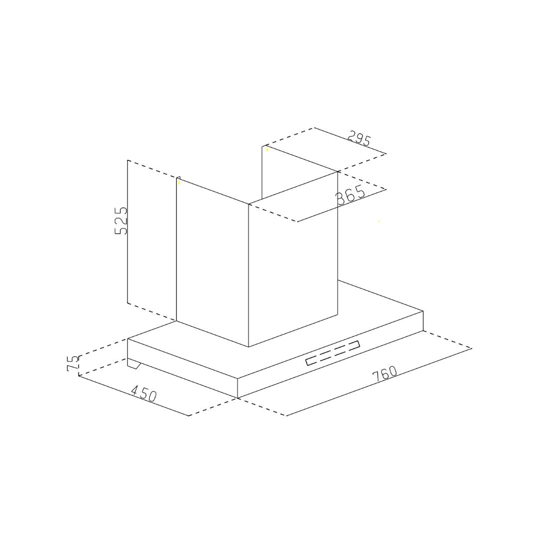 Glen 76 cm Wall Mounted Chimney Filterless Series CH 6052 BL MS AC 76