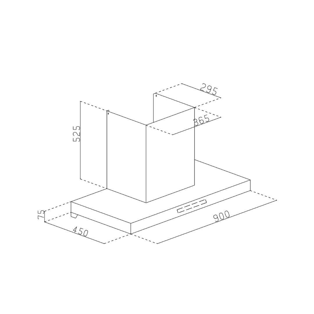 Glen 90 cm Wall Mounted Chimney Filterless Series CH 6052 BL MS AC 90