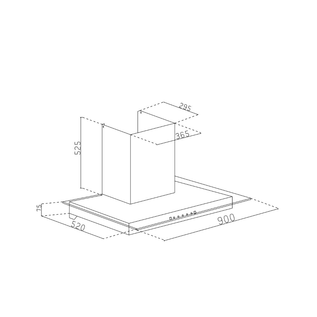 Glen 90 cm Wall Mounted Chimney Filterless Series CH 6062 BL MS AC 90