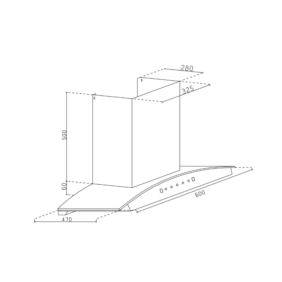 Glen 60 cm Wall Mounted Chimney Filterless Series CH 6068 BL MS AC 60