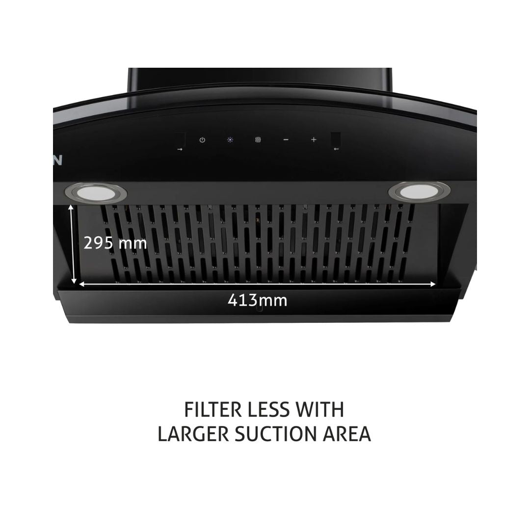 Glen 76 cm Wall Mounted Chimney Filterless Series CH 6068 BL MS AC 76