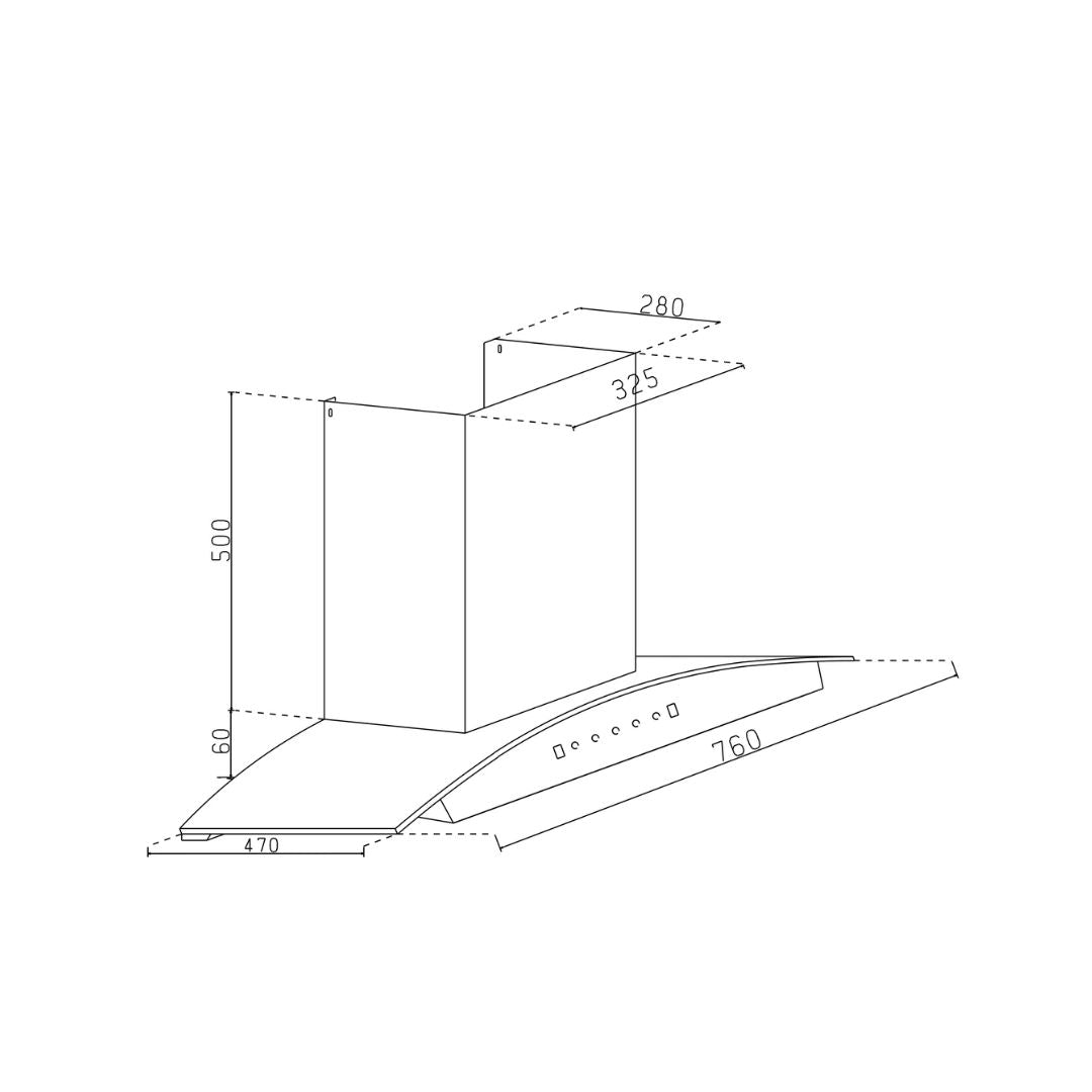 Glen 76 cm Wall Mounted Chimney Filterless Series CH 6068 BL MS AC 76