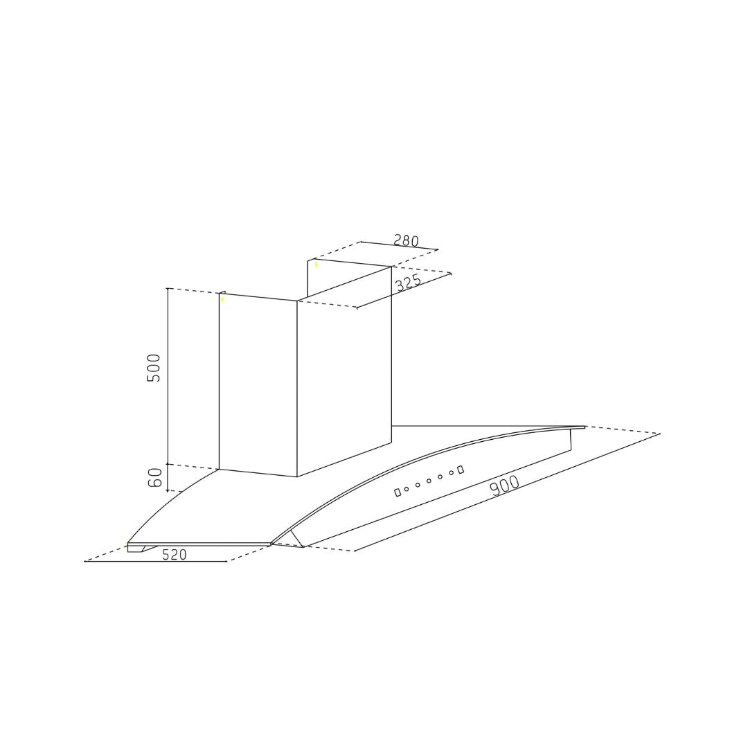 Glen 90 cm Wall Mounted Chimney Filterless Series CH 6068 BL MS AC 90