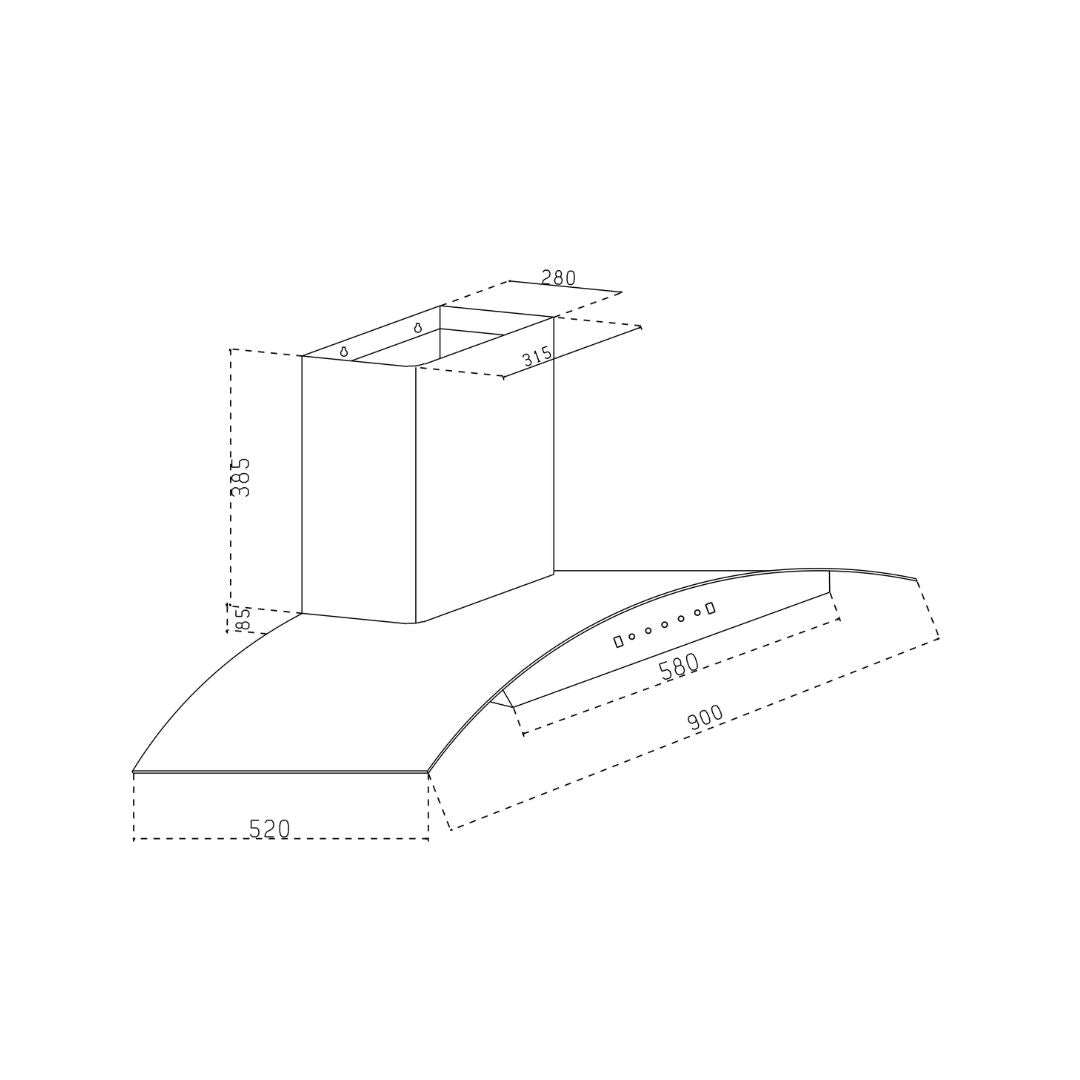 Glen 90 cm Wall Mounted Chimney Filterless Series CH 6071 BL BLDC AC 90