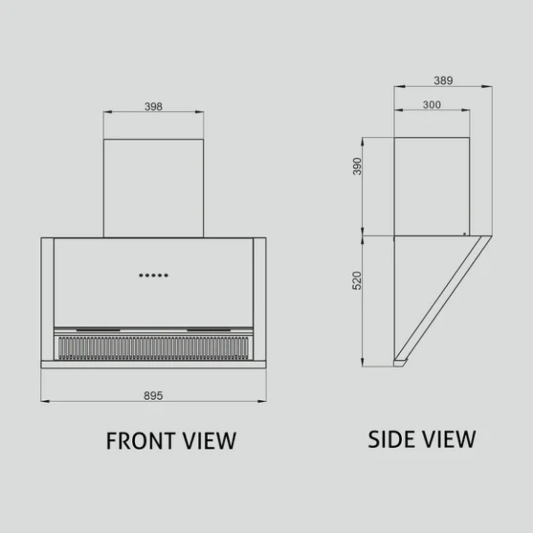 Glen 90 cm Wall Mounted Chimney Filterless Series CH 6072 SX AC 90