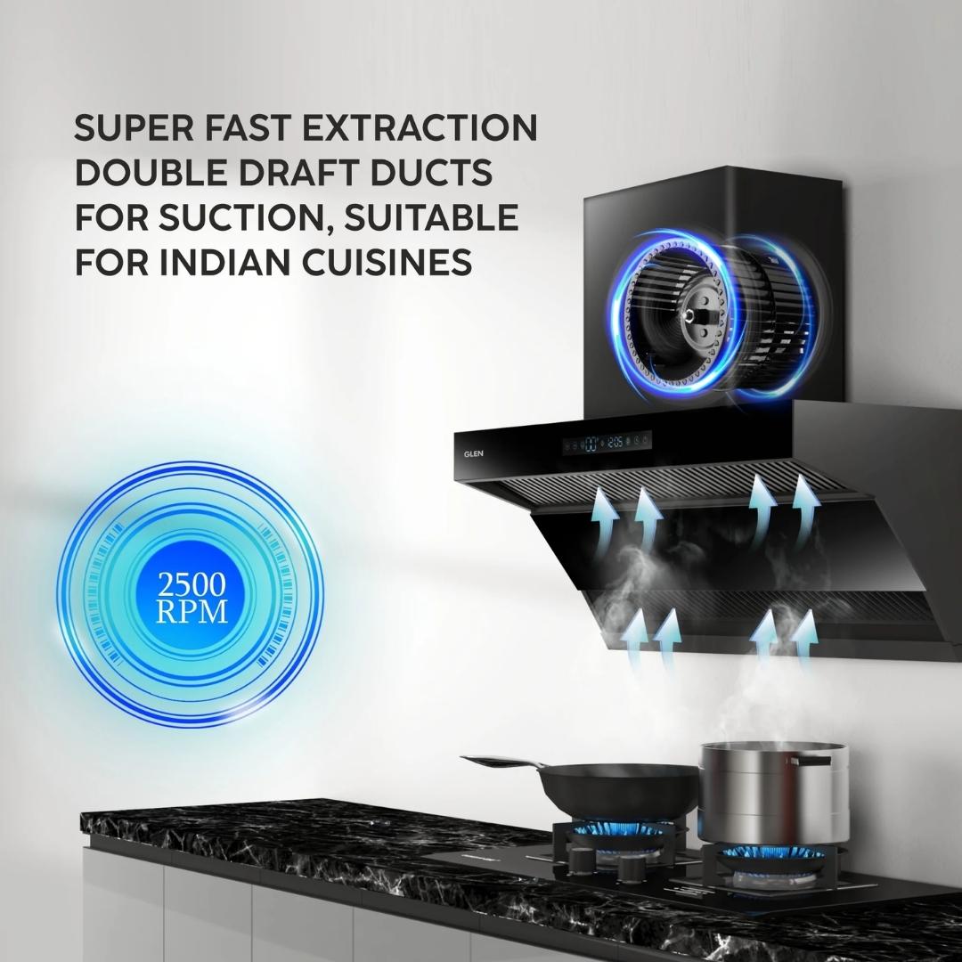 Glen 60 cm Wall Mounted Chimney Filterless Series CH 6076 DS BLDC AC 60