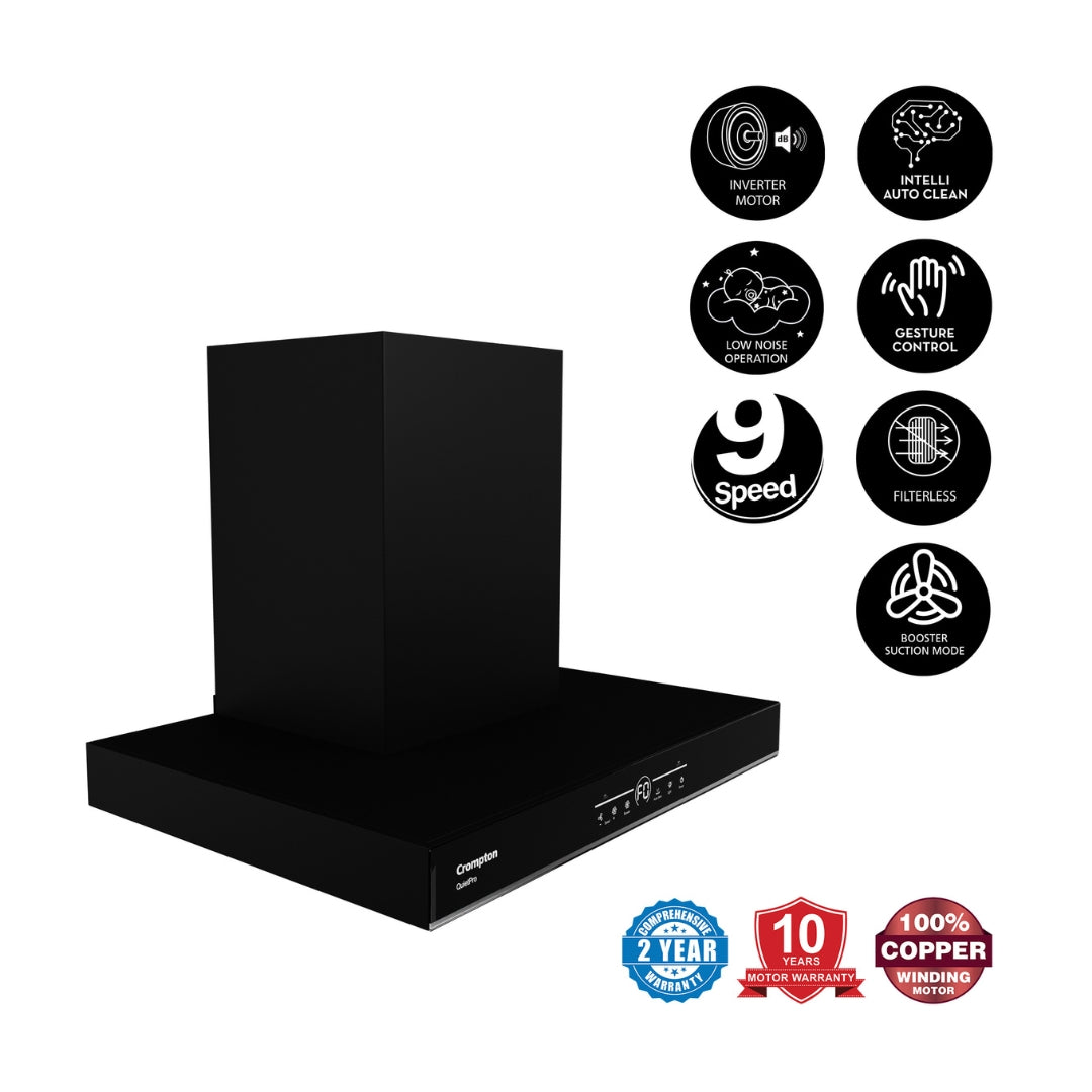 Crompton 60 cm Wall Mounted Chimney QuietPro CHD-QPVB60FLE-MBL