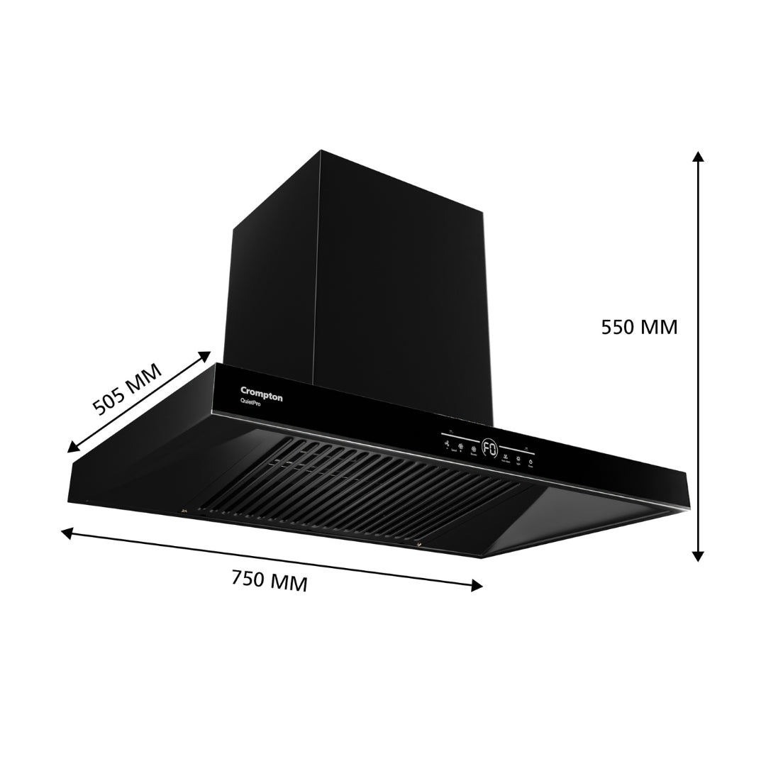 Crompton 75 cm Wall Mounted Chimney QuietPro CHD-QPVB75FLE-MBL