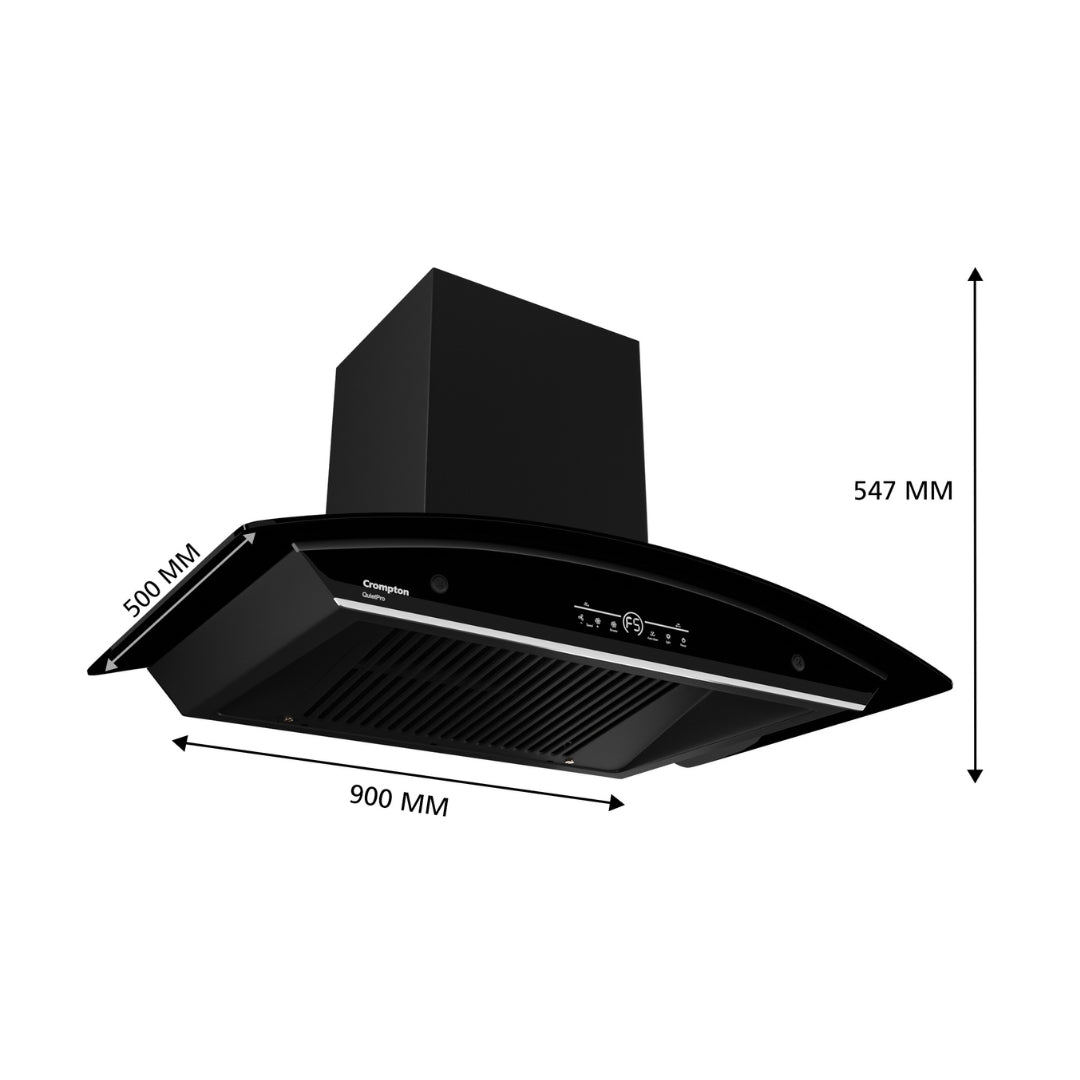 Crompton 90 cm Wall Mounted Chimney QuietPro CHD-QPVC90FLE-MBL