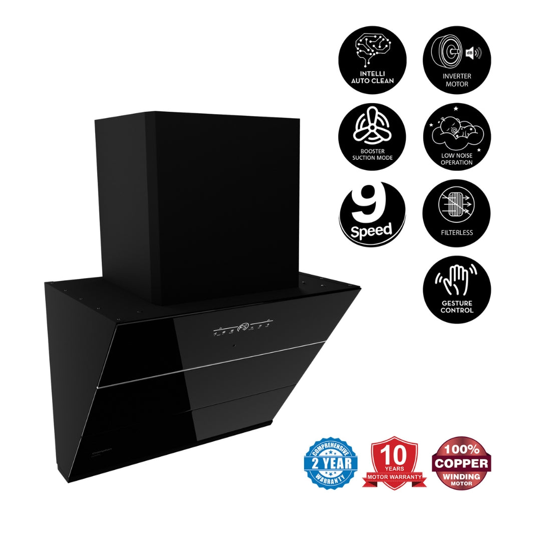 Crompton 90 cm Wall Mounted Chimney QuietPro CHD-QPVI90FLE-MBL