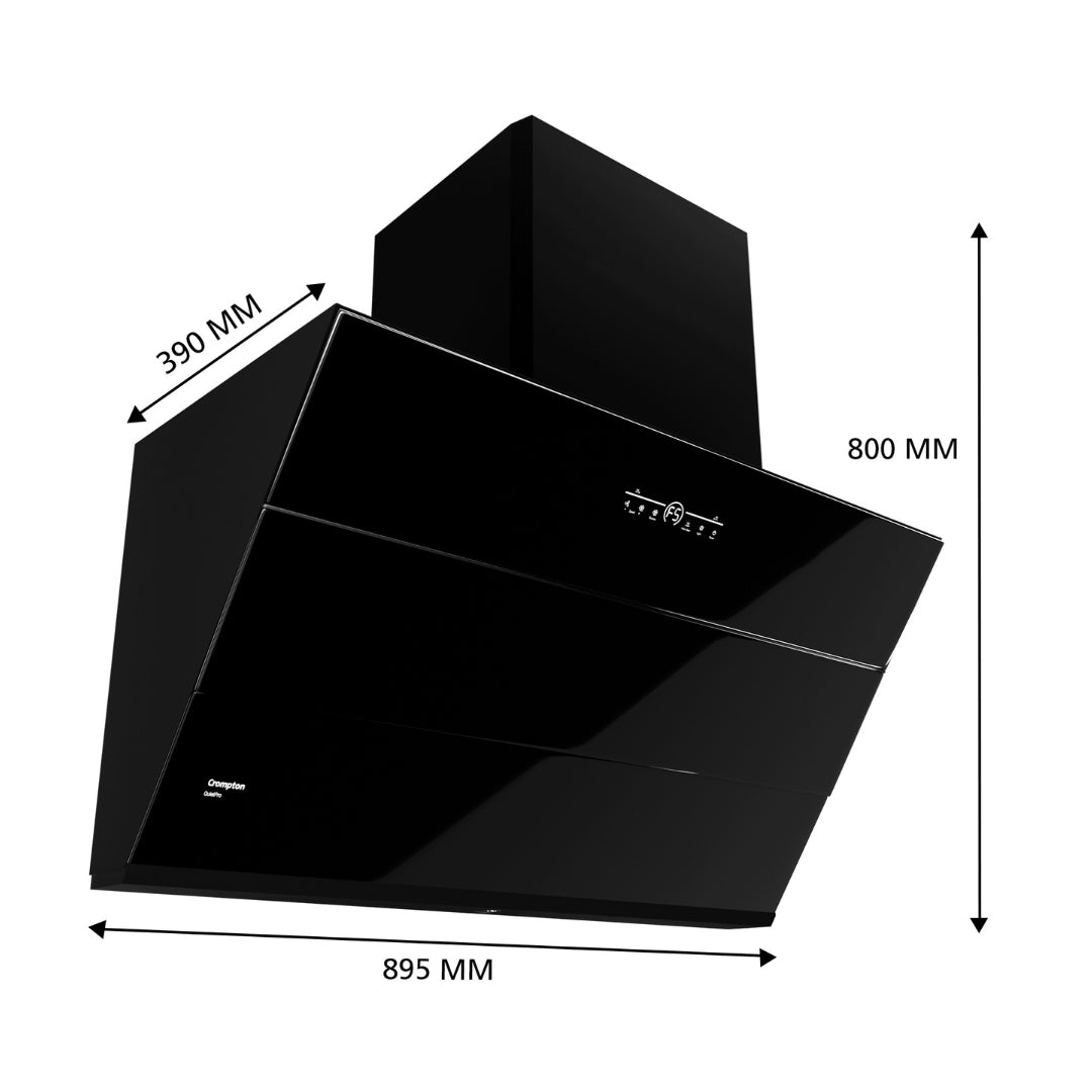 Crompton 90 cm Wall Mounted Chimney QuietPro CHD-QPVI90FLE-MBL