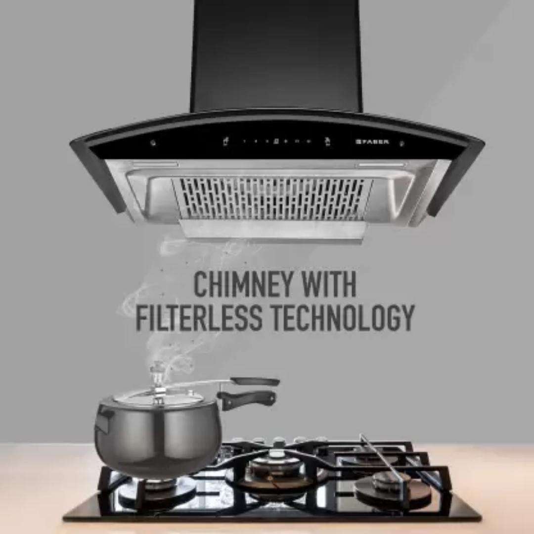 Faber 90 cm Wall Mounted Chimney Auto Clean Hoods Series CREST 3D PLUS IND HC SC BK 90