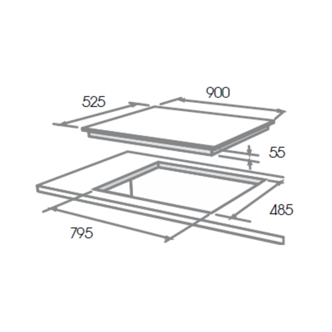 Elica 90 cm 4 Burner Hob Direct Flame Series DFS FB MFC 4B 91 FFD