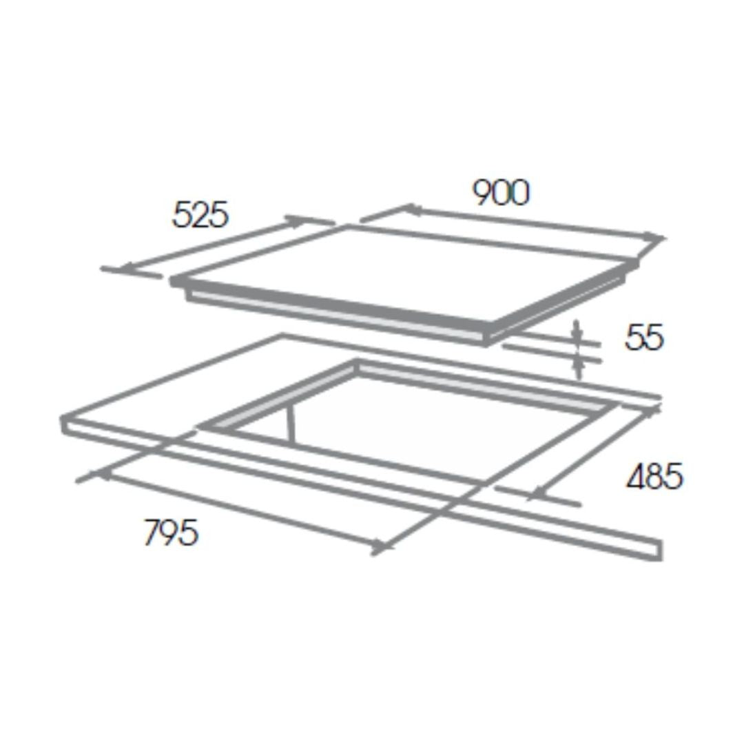 Elica 90 cm 4 Burner Hob Direct Flame Series DFS FB MFC 4B 91 FFD
