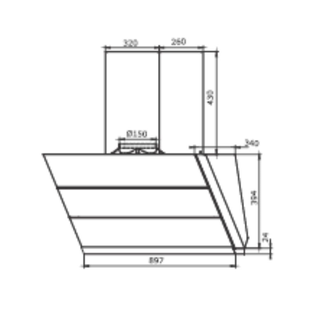 Elica 90 cm Wall Mounted Chimney EFL 108 HAC LTW VMS 90