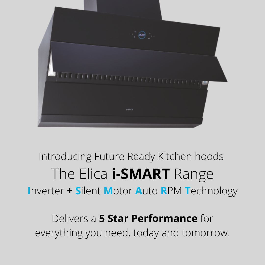 Elica 90 cm Wall Mounted Chimney Ismart Series ISMART EFL HAC LTW 90 + Elica 90 cm 4 Burner Hob Direct Flame Series DFS FB MFC 4B 91 DX
