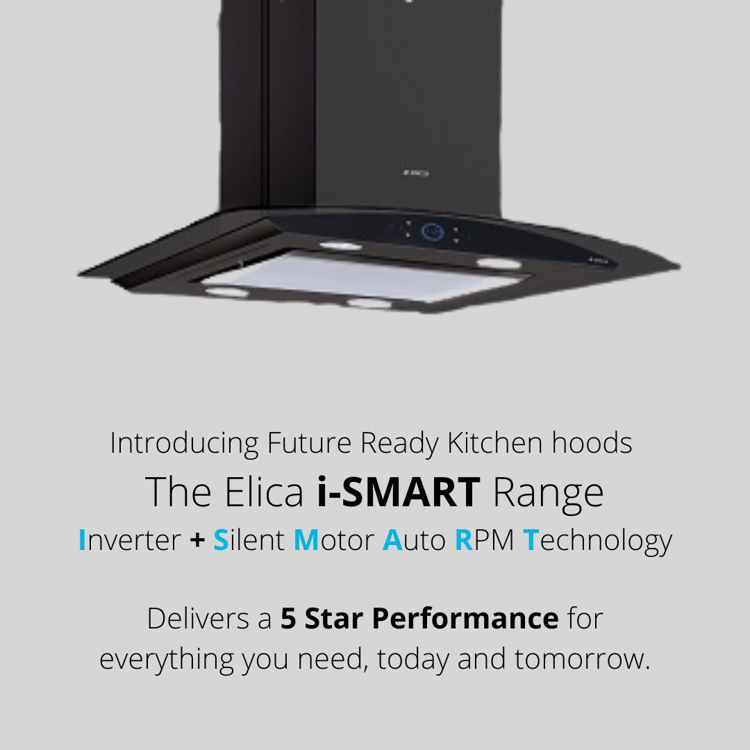 Elica 90 cm Island Chimney Ismart Series ISMART GLACE EDS ISLAND LTW 90 NERO
