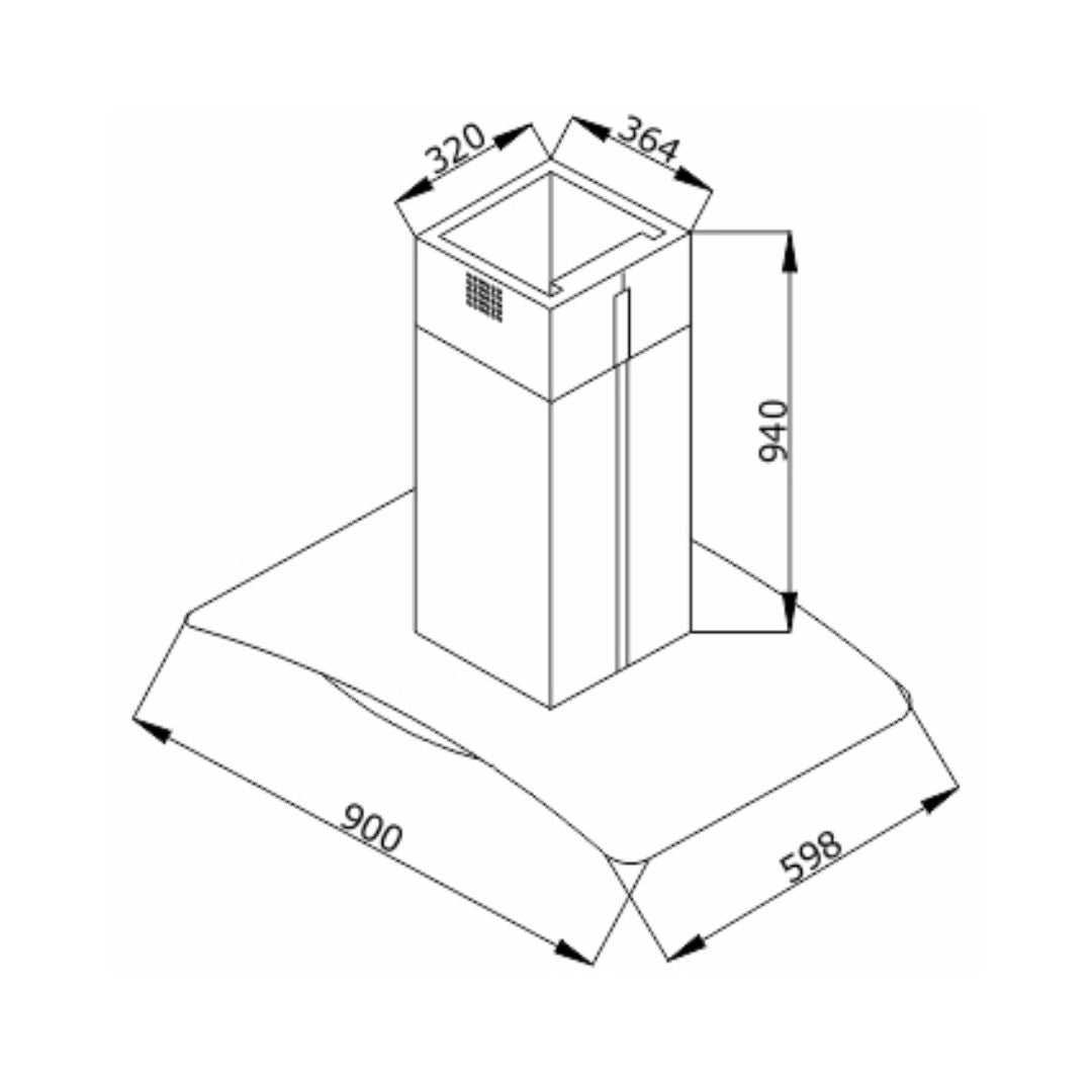 Elica 90 cm Island Chimney Ismart Series ISMART GLACE EDS ISLAND LTW 90 NERO