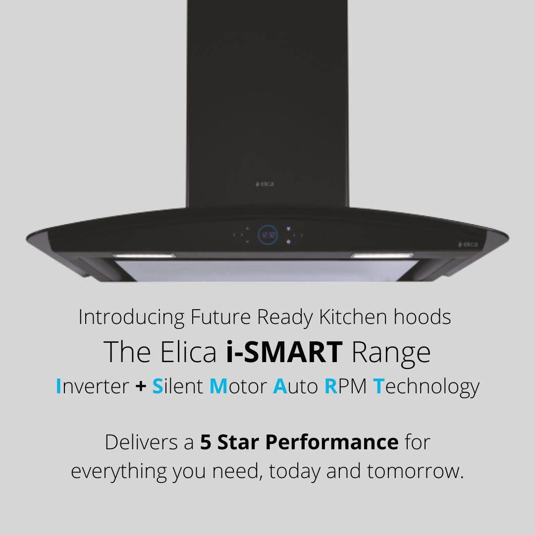 Elica 90 cm Wall Mounted Chimney Ismart Series ISMART GLACE EDS LTW 90 NERO