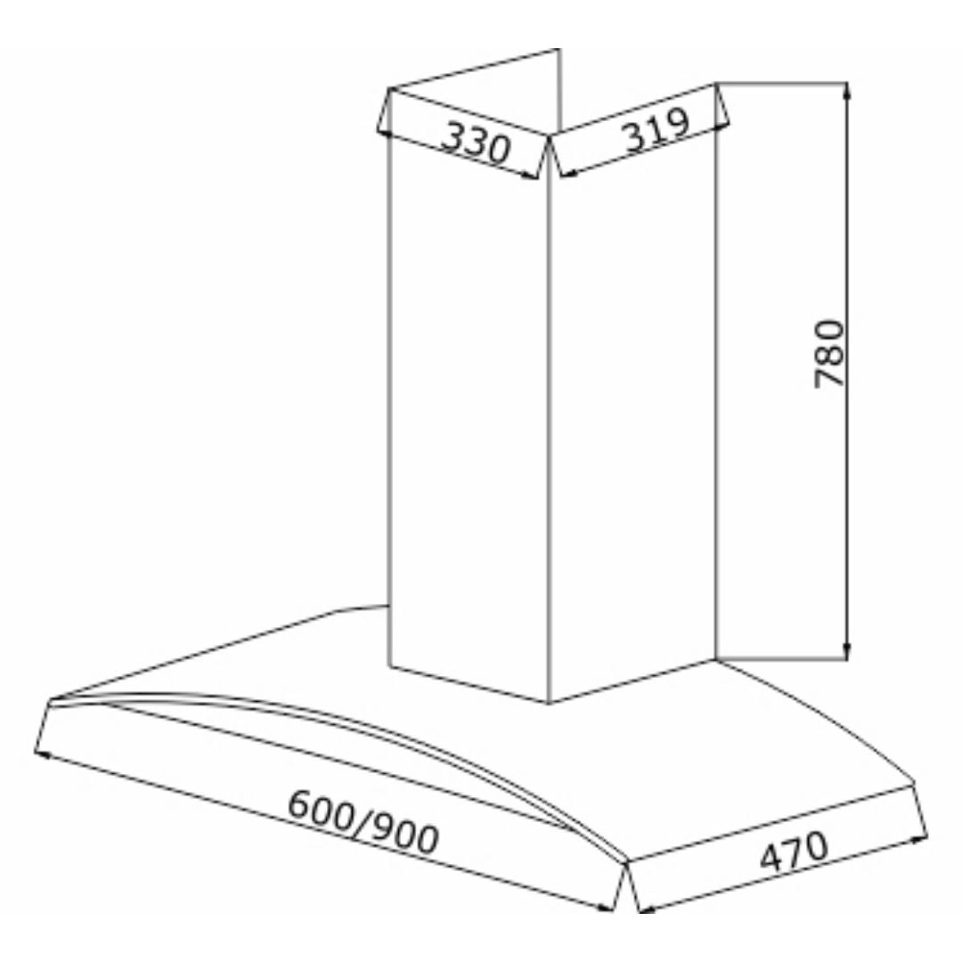 Elica 90 cm Wall Mounted Chimney Ismart Series ISMART GLACE EDS LTW 90 NERO