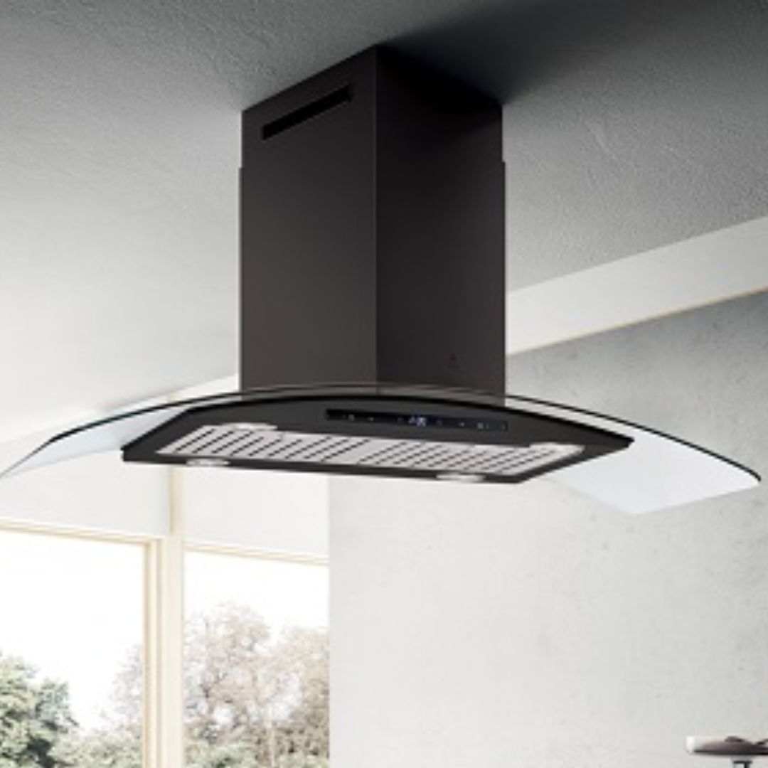 Elica 90 cm Island Chimney Ismart Series ISMART GLACE TRIM BF ISLAND LTW 90 NERO