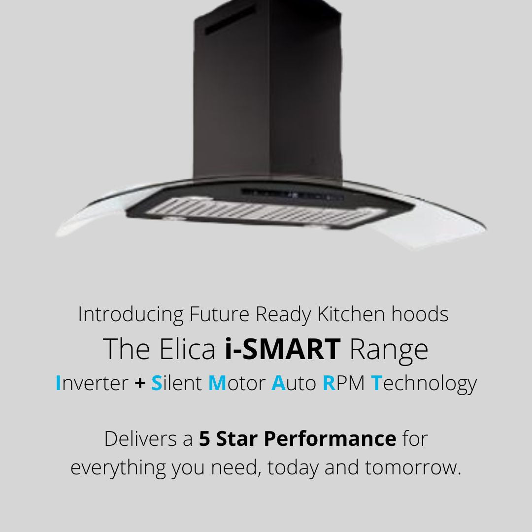 Elica 90 cm Island Chimney Ismart Series ISMART GLACE TRIM BF ISLAND LTW 90 NERO