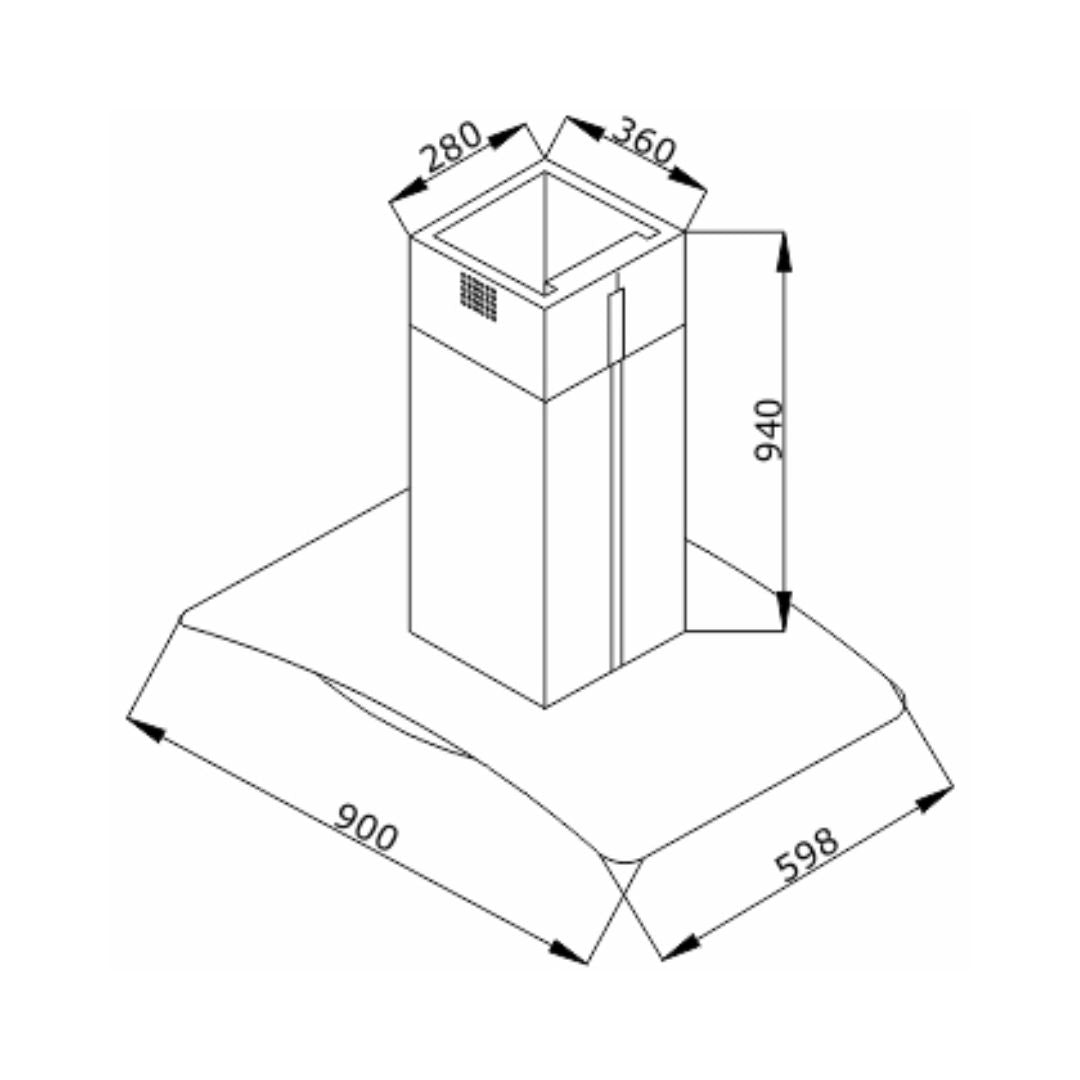 Elica 90 cm Island Chimney Ismart Series ISMART GLACE TRIM BF ISLAND LTW 90 NERO