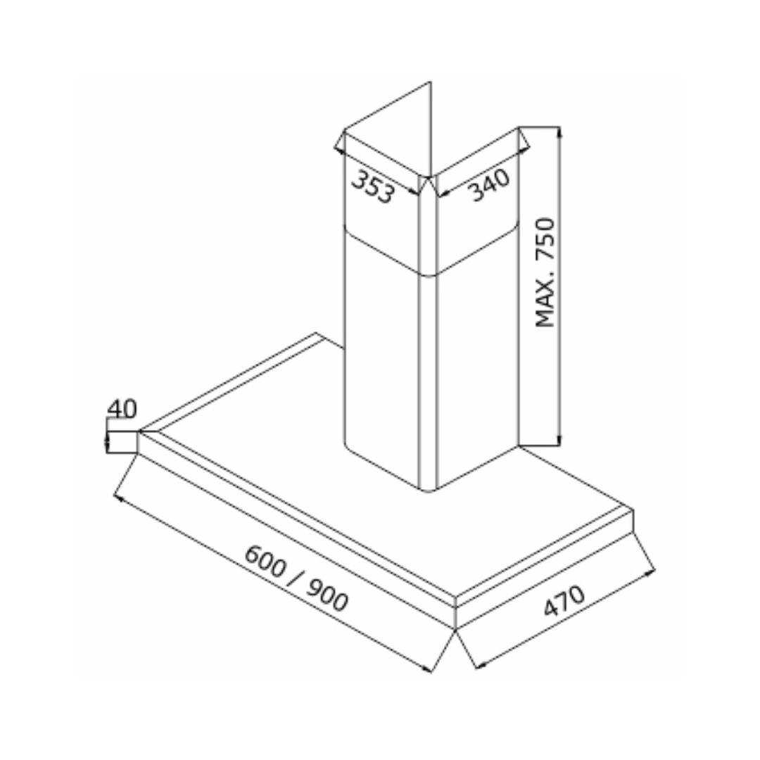 Elica 60 cm Wall Mounted Chimney Ismart Series ISMART SPOT H4 EDS LTW 60 NERO