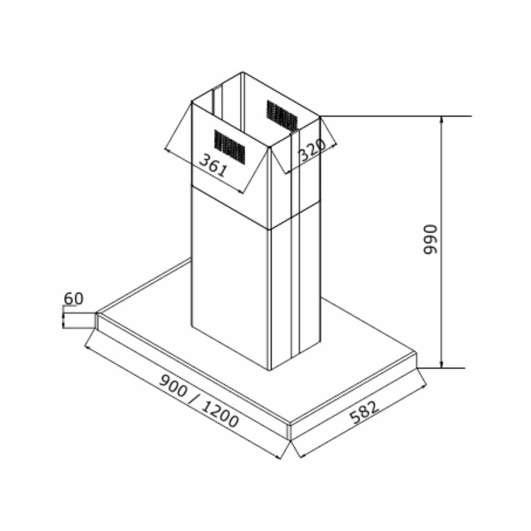 Elica 90 cm Island Chimney Ismart Series ISMART SPOT H6 EDS ISLAND LTW 90 NERO