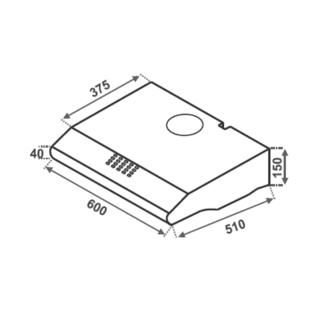 Elica 60 cm Straight Line Chimney Classic Series FS 301BK