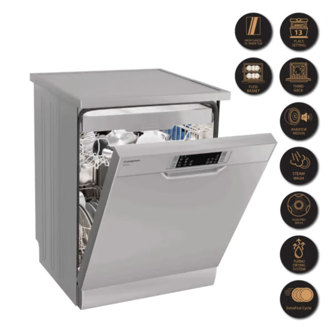 Crompton Free Standing Dishwasher Viola FS-DWVOV13PS-INX with 13 Place Settings