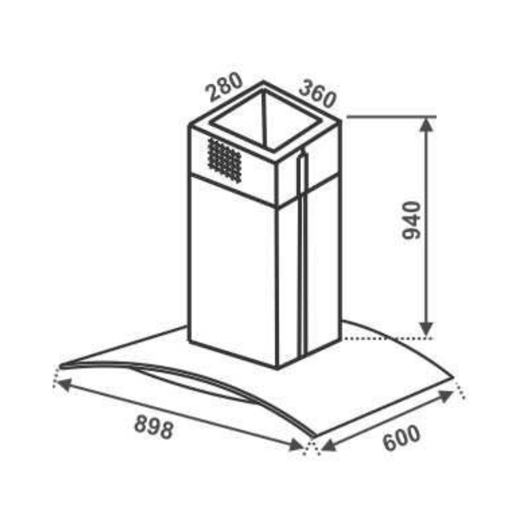 Elica 90 cm Island Chimney Trendy Series GLACE TRIM ISLAND ETB PLUS LTW 90 TC4V LED