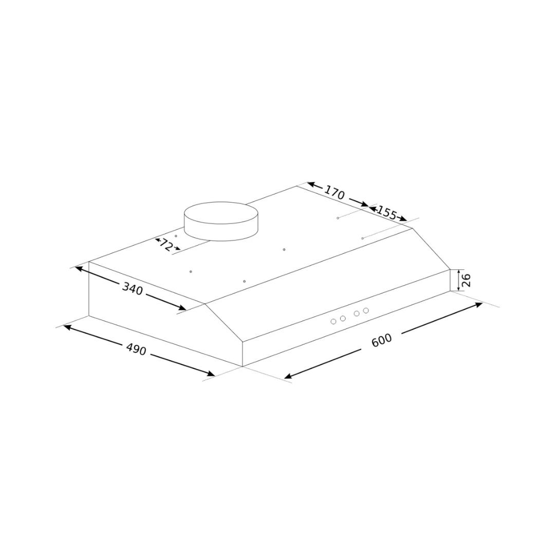 Glen 60 cm Wall Mounted Chimney Straight Line Series CH 6000 JUNIOR Black BF 60cm 1000